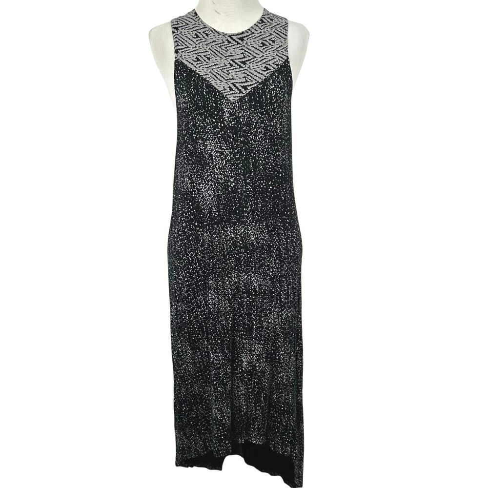 RVCA Sleeveless Midi Dress Black Speckled Geometric Casual Women XS